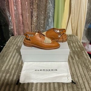 Clergerie Jeanine Raffia and Leather Derby Shoes *RARE*